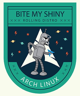 robot character illustration, Linux, Archlinux, logo, Futurama