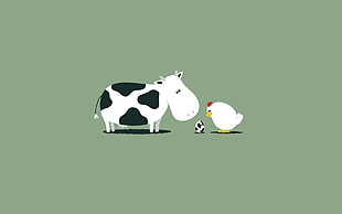 cow and chicken illustraiton, chickens, eggs, cow, tablet 