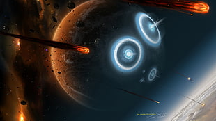 planet game graphic wallpaper, space, futuristic, 3D, planet