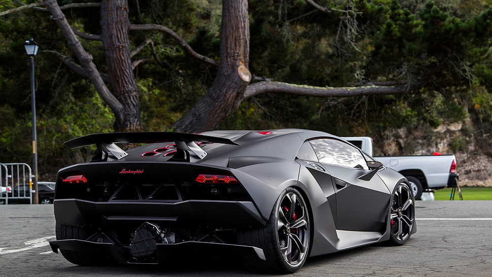 black Lamborghini sports car, Lamborghini, sesto elemento, car, italian cars HD wallpaper