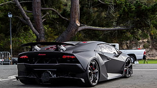 black Lamborghini sports car, Lamborghini, sesto elemento, car, italian cars