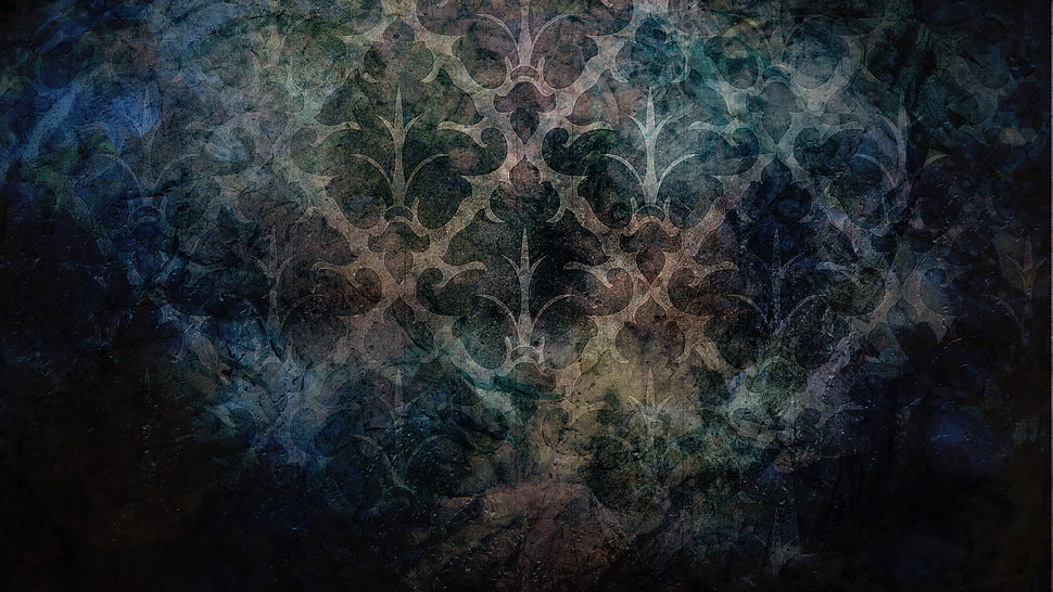 black and gray floral graphics, texture, grunge, abstract HD wallpaper