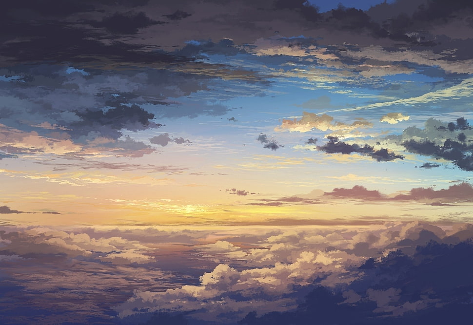 cloudy blue sky, 5 Centimeters Per Second, clouds, sky, anime HD wallpaper