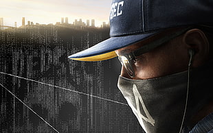men's blue fitted cap, Watch_Dogs 2, hackers, hacking