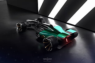 green and black RC toy car HD wallpaper