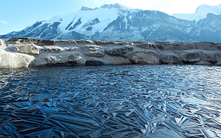 frozen lake, ice, lake, winter, nature HD wallpaper