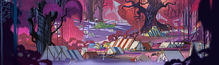 assorted-color tent illustration, The Banner Saga, video games, artwork, concept art