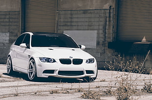 white BMW sedan HD wallpaper