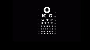 snellen chart, simple background, minimalism, numbers