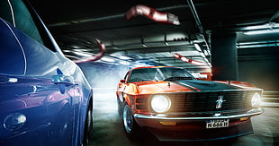 red Ford Mustang digital wallpaper