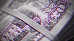 20 US dollar banknote, anaglyph 3D