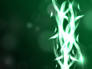 cartoon illustration of green-colored flame HD wallpaper