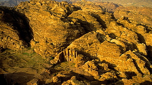 brown rock formations, nature, landscape, Petra, history HD wallpaper