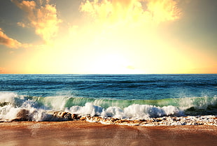 ocean waves, sea, beach HD wallpaper