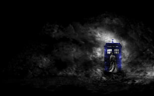 blue tower illustration, Doctor Who, TARDIS