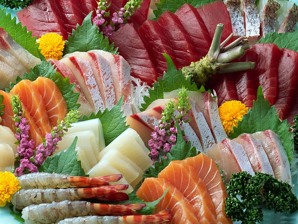 assorted raw fish HD wallpaper