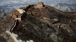 brown and gray house, Great Wall of China, mountains