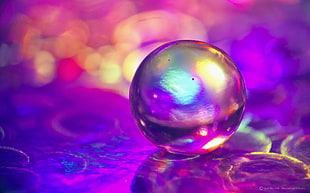 round crystal ball, bubbles, colorful, macro, bokeh