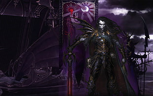 male online game character wallpaper, fantasy art, artwork, sword, malus darkblade HD wallpaper