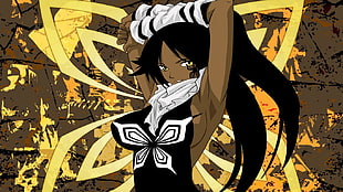female black haired anime character wallpaper, anime, Bleach, Shihouin Yoruichi
