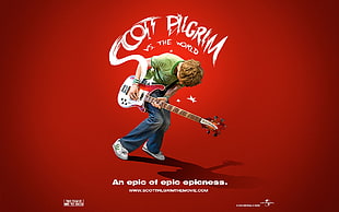 Scott Pilgrim The World illustration, Scott Pilgrim vs. the World, movies, Michael Cera, bass guitars HD wallpaper