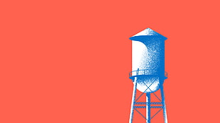 grey water tank illustration, artwork, minimalism, tower, digital art