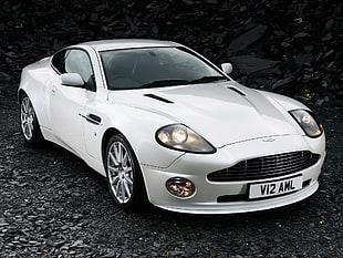 white Aston Martin sports coupe