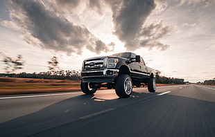 black Ford F-250 pickup truck