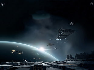 black space ship HD wallpaper