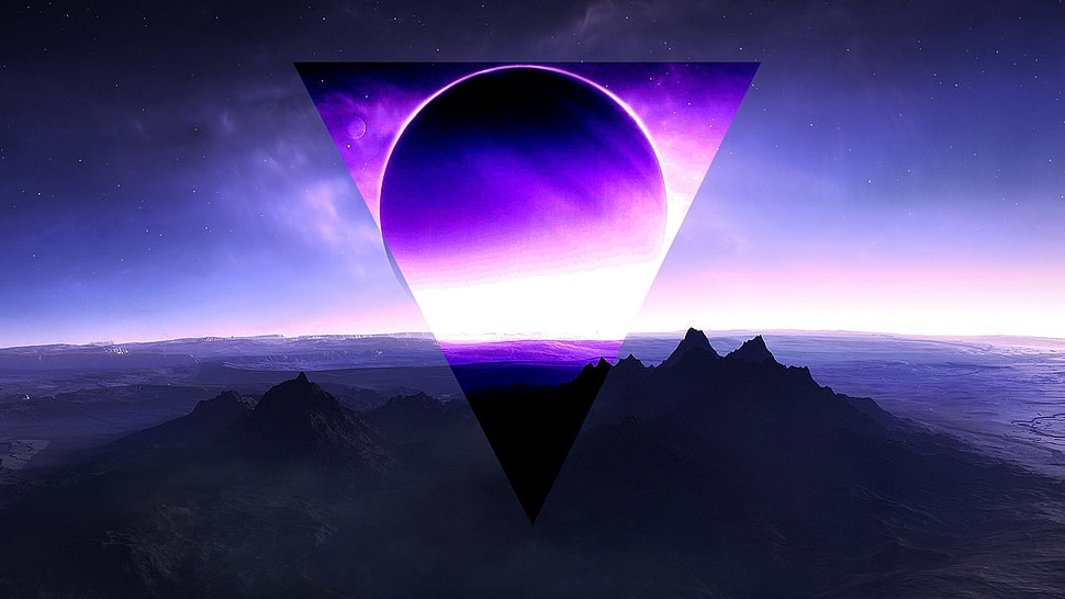 black mountain, space HD wallpaper