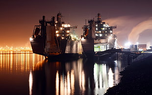 two white cruise ships, container ship, vehicle, ship HD wallpaper