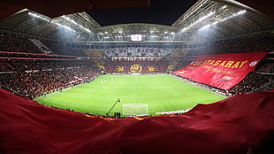 green football stadium, soccer, stadium, Galatasaray S.K., Turk Telekom Arena HD wallpaper
