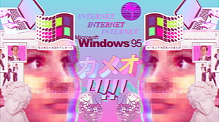 Microsoft Windows 95 text, Windows 95, glitch art, vaporwave HD wallpaper