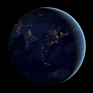 earth illustration, Earth, space, night
