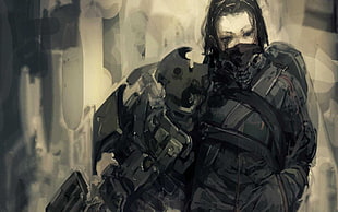 female anime assassin wallpaper, cyborg, science fiction, cyberpunk, futuristic