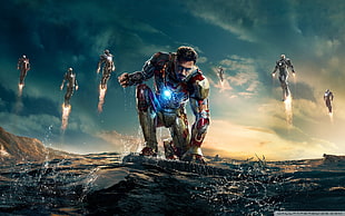 Iron Man wallpaper, Iron Man, Iron Man 3, sea, Robert Downey Jr.