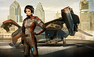 female animated character wallpaper, cyberpunk, futuristic, Deus Ex: Human Revolution, Faridah Malik HD wallpaper