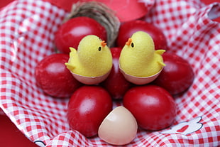 red Easter Eggs on basket