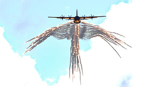black plane, aircraft, Lockheed C-130 Hercules HD wallpaper