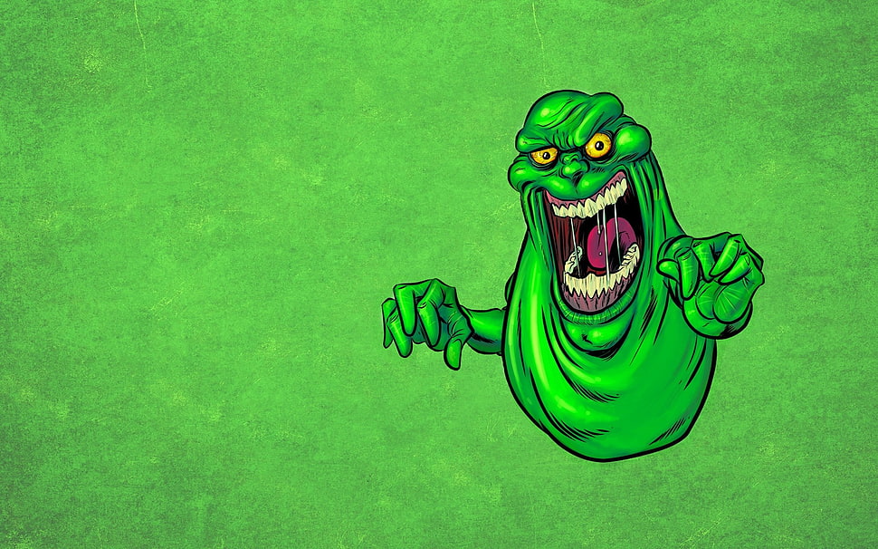 green ghost cartoon illustration HD wallpaper