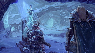 two black and gray action figures, Warcraft, Arthas, Muradin, Lich King HD wallpaper