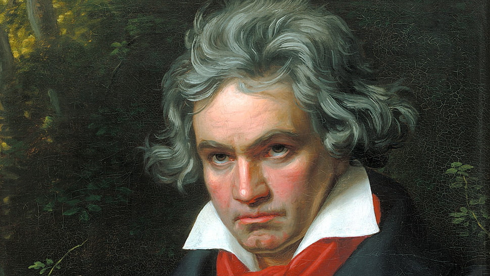 painting of man in white and black collared top, men, musician, painting, Ludwig van Beethoven HD wallpaper