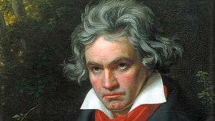 painting of man in white and black collared top, men, musician, painting, Ludwig van Beethoven