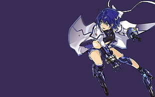 female anime character with blue hair illustration