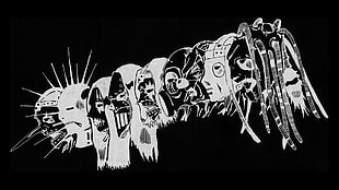 Slipknot masks, metal, Slipknot, artwork, minimalism