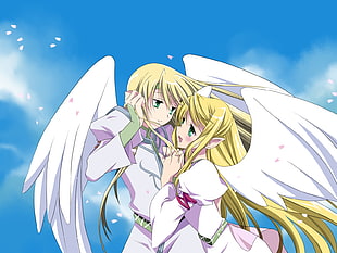 animation character man and woman with wings HD wallpaper