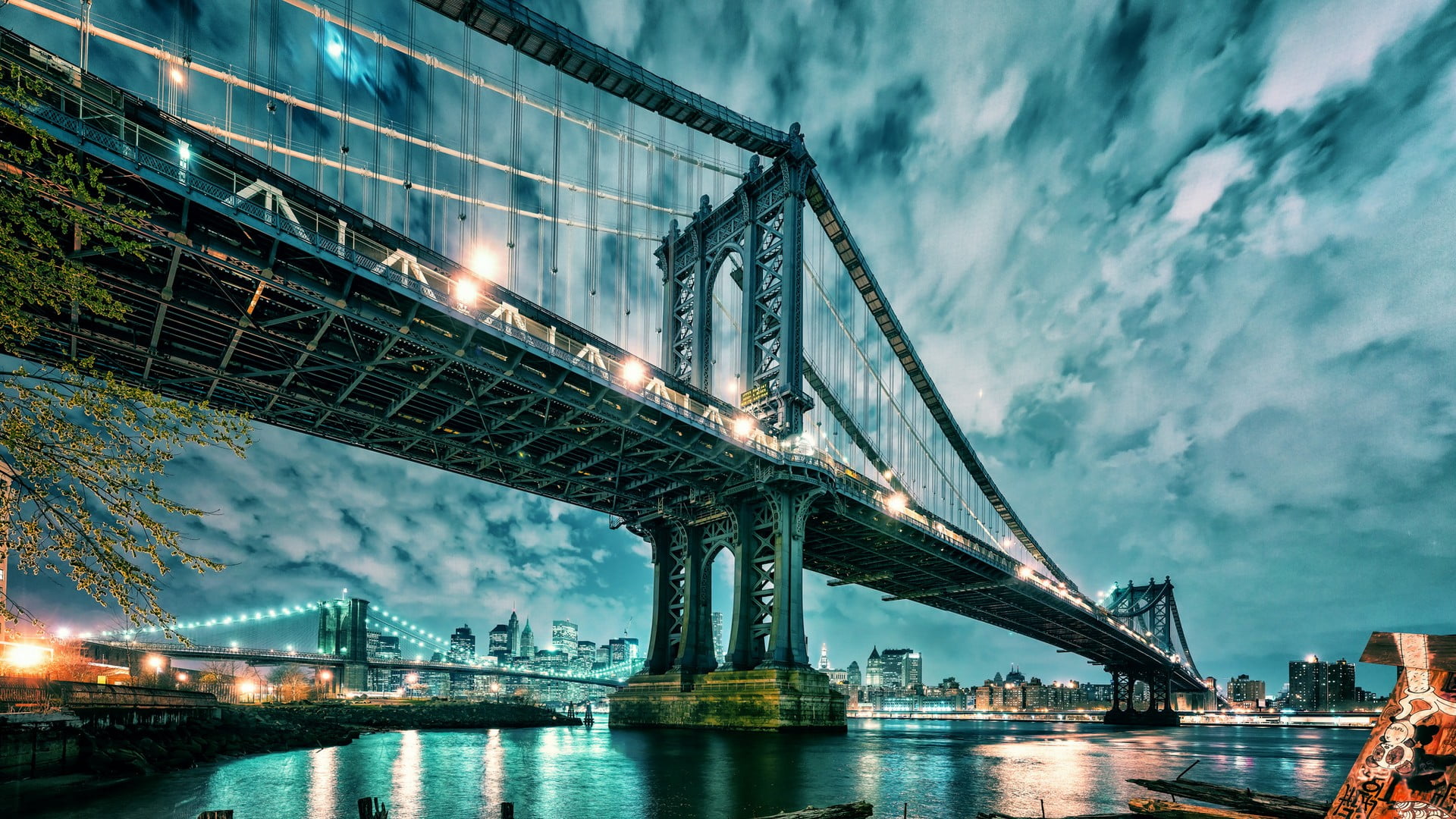 gray bridge, Manhattan, Manhattan Bridge, bridge, architecture