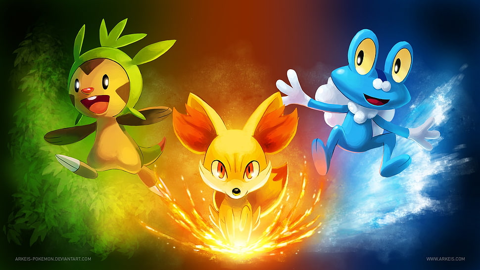 three Pokemon character graphic wallpaper HD wallpaper