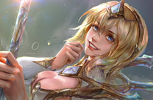female anime illustration, fantasy art, warrior, League of Legends, Lux (League of Legends)