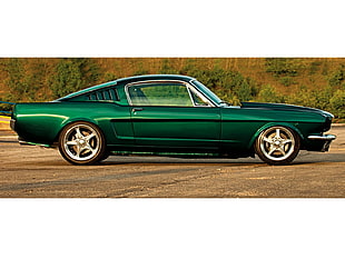 green coupe, car